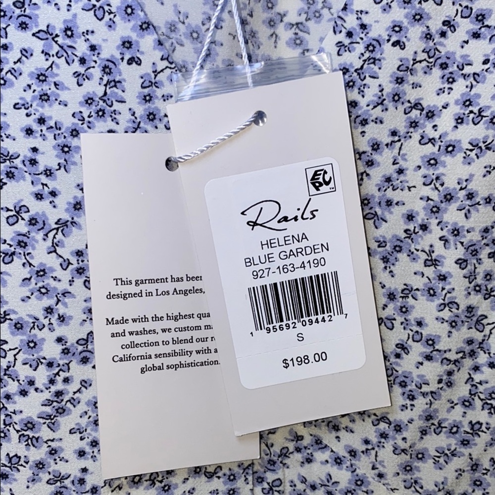 Rails Helena Blue Garden Floral Button Front Mini Dress Size S - Picture 11 of 13